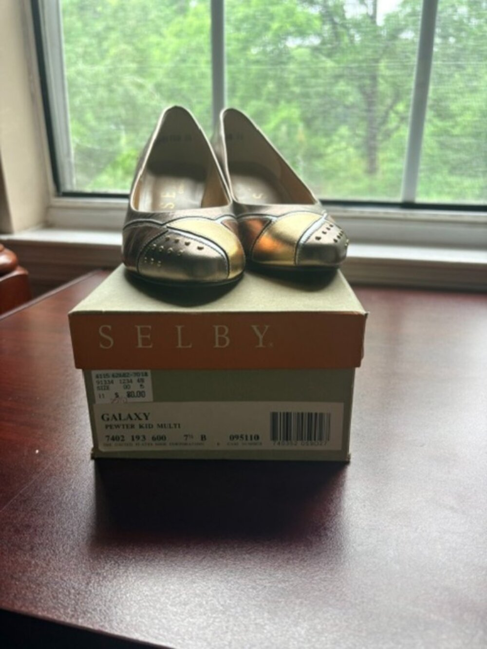 Selby “Galaxy” Pewter Multi Leather Pumps – Size 7.5B – Vintage Metallic Heels